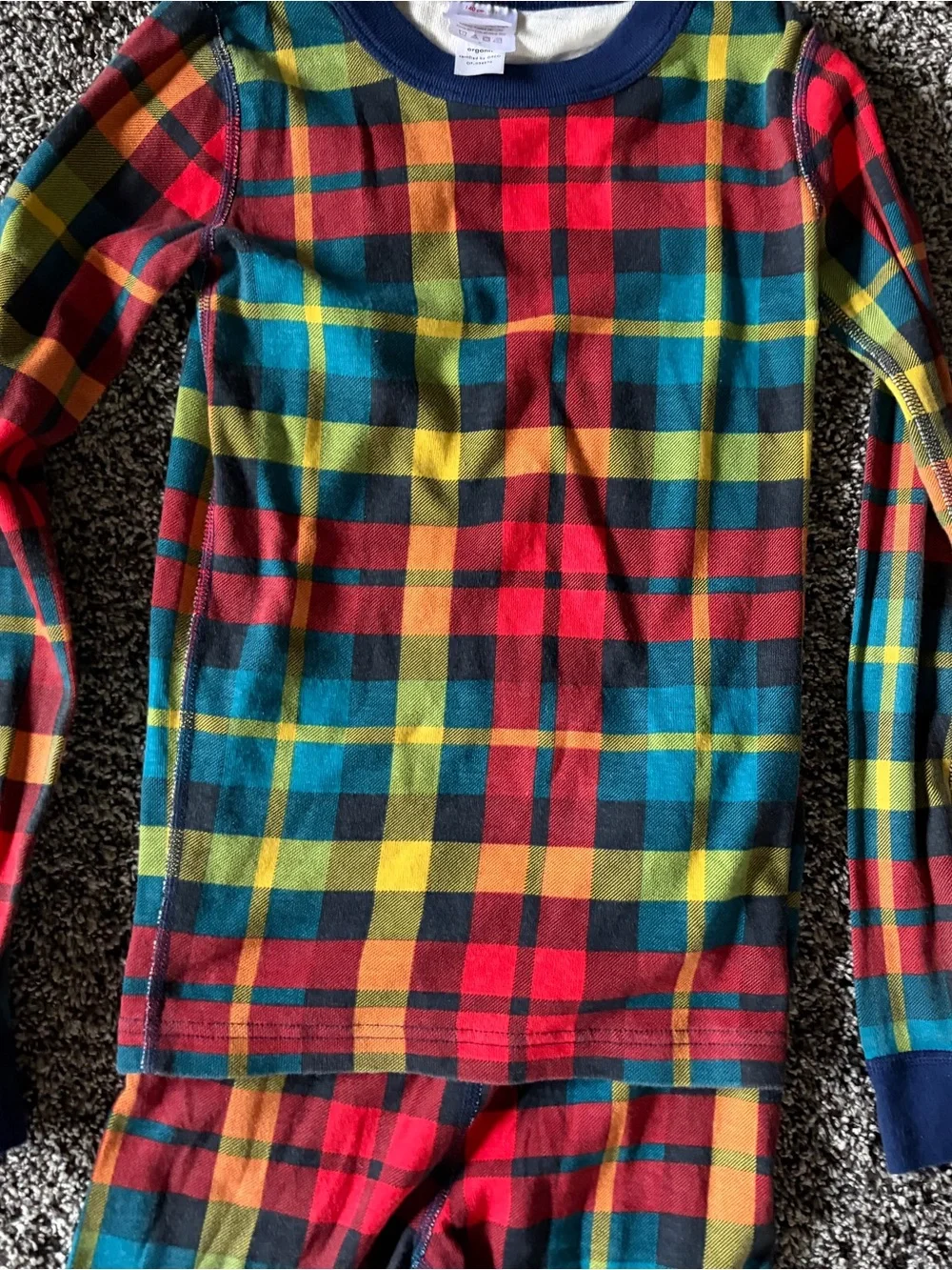 Kids organic Plaid Stretch Pajama Bottoms - Multicolor